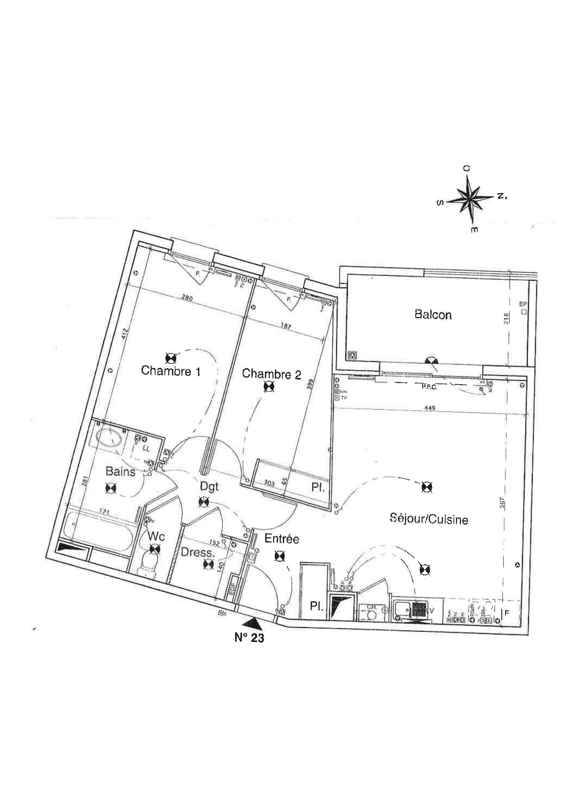 Plan de l'appartement T3 — Rive des Ormes, lot n°23 au 2ème étage